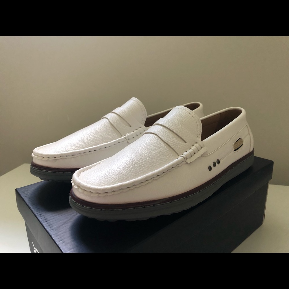 White Tumbled leather loafer